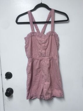 Old Navy Dusty Mauve Crochet-Trim Girls Romper